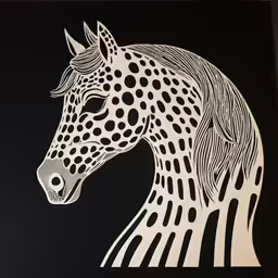 a black and white drawing of a horse