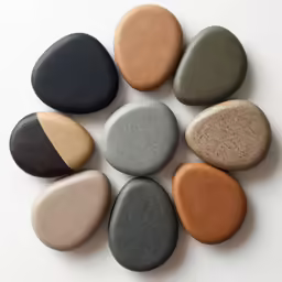 various colors of rock sitting in a circle on top of each other