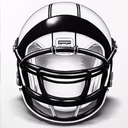 an american football helmet with black and white trim