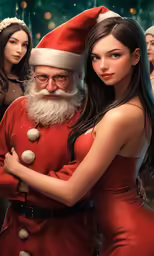the poster for a christmas special movie with a santa with two females