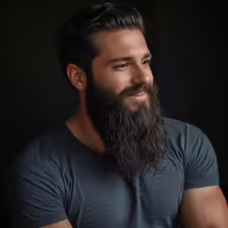 a close up of a person with a goatee