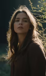 the girl in a dark sweatshirt is staring into the distance
