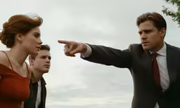 a couple of people that are pointing at each other