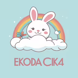 the image of an adorable white bunny with a rainbow