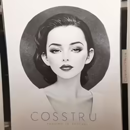 the poster for the exhibition costru, featuring a woman wearing an old fashioned black and white hairdow