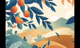 a painting of an orange tree and its fruit