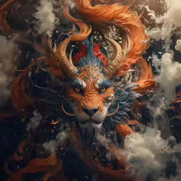 the fire and ice demon is among white clouds