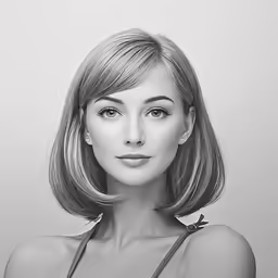 a woman in black and white poses for a photo