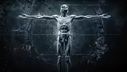 a statue standing in the middle of an image with a clock and stars on it