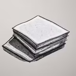 a stack of papers is drawn in graphite