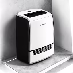 an air purifier in a white corner