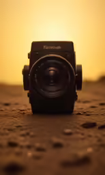 a close up of a camera on the ground