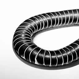 a metal coil with a black and white stripe