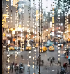 rain drops hanging down on glass covered windows