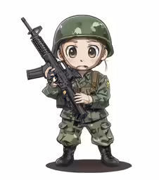 an army soldier with a gun on his arm