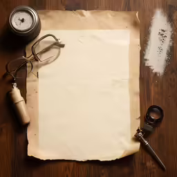 an old - fashioned piece of paper with old school keys and a canister