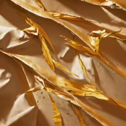 several pairs of yellow streamers hang from the fabric