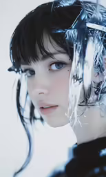 a young woman with hair covering her face