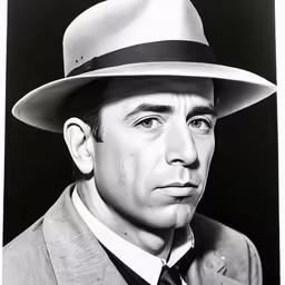 this is an old photograph of a man wearing a hat