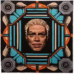 a close up of a person in an art piece