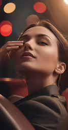 an image of a woman putting makeup on her face