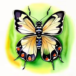 a yellow butterfly on green and yellow background,a picture of an insect, a butterfly