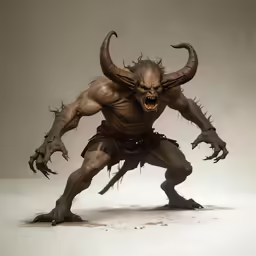 a demonic looking creature with sharp hands