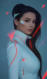 an artistic painting of a woman in futuristic fashion