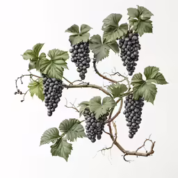 grapes on a branch are hanging from the branches