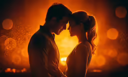 a man and woman are staring at each other