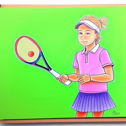 this is a drawing of a girl playing tennis