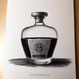 a drawing of a bottle of cologne