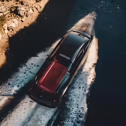 the vehicle is moving fast on the water