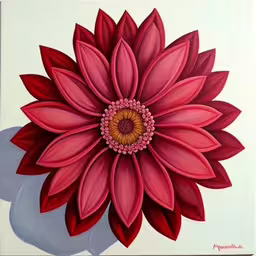 this painting depicts a huge flower on a white background,a painting of a flower painted on a piece of white canvas