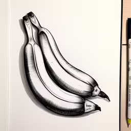 a drawing of two bananas and some crayons