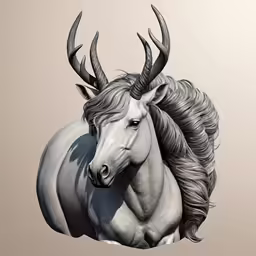 a drawing of an ornately shaped horse