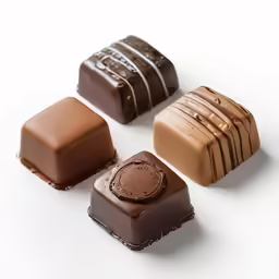 a number of different types of desserts on a white surface