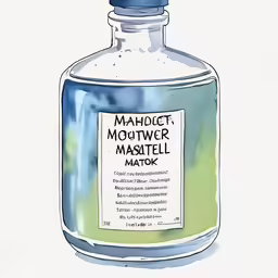 a bottle is shown with the words mahoet, mottiwer masulteel matok