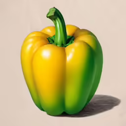 an illustration of yellow peppers with green stems