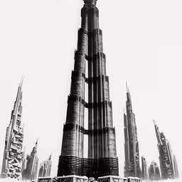 large industrial towers towering from the sky near a bus