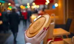 a person holds a wooden tray in their hand