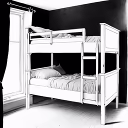 a drawing of bunk beds, with a ladder on top