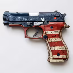 a toy gun sitting on top of a table