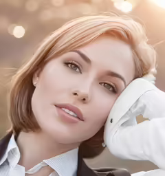 a beautiful blond woman with her hands on her face