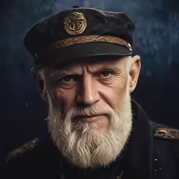 an older gentleman in military dress hat with beard