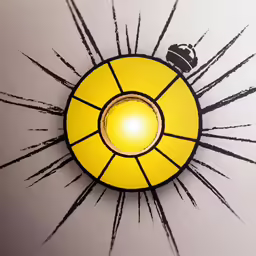 a yellow light on the side of a ceiling