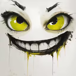 an ugly looking cartoon smile with yellow eyes