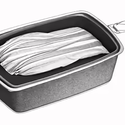 a dish is covered with plastic towels and sitting in it