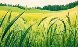 a grass covered field with the sky in the background