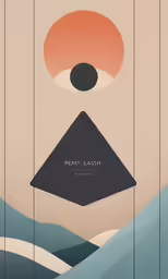 a minimal geometric poster with the sun behind a large mountain